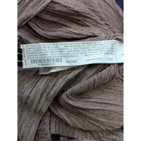 Zara W/B Collection Blouse Woman's Medium Pink Crossover Cropped Dusty Rose - Picture 9 of 15